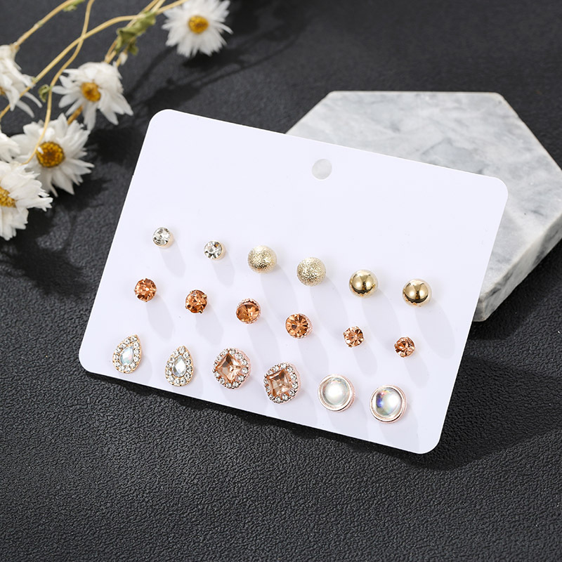 Geometric Plating Alloy Artificial Gemstones Earrings Ear Studs display picture 1