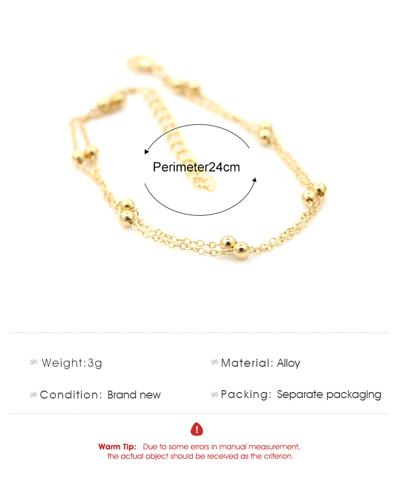 Fashion Foot Decoration Alloy Double-layer Chain Bead Anklet Hot-saling Wholesale display picture 1