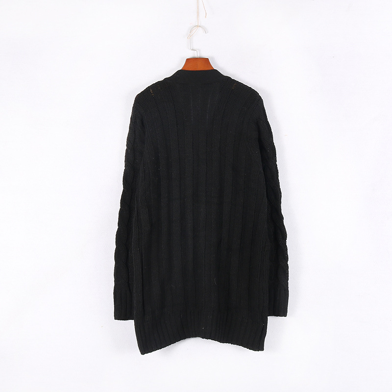 Single-Breasted Coarse Twist Long-Sleeved Knitted Sweater Cardigan NSSX104236