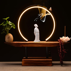 Chinese-style ornaments, New Chinese style, large living room ornaments, creative Zen-inspired lamp ring, backflow incense burner, home entryway decor.