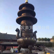 寺廟鑄銅香爐擺件1.6 1.8 2mi 2.6米純銅塔爐焚香爐銅雕生產廠家