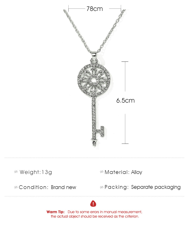 Fashion Key Alloy Diamond Women's Necklace display picture 1