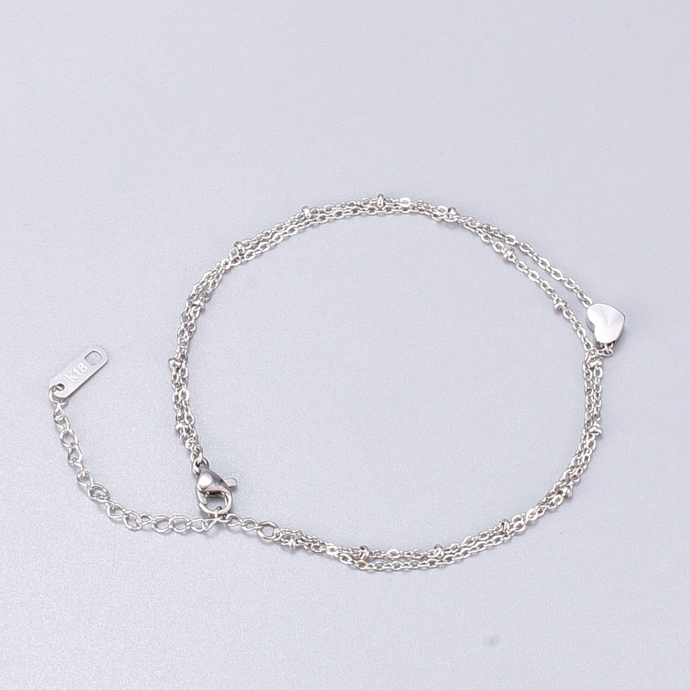 Y16 Version Fashion Elegant Heart Plated 18k Rose Gold Anklet Female Color Gold Titanium Steel display picture 4