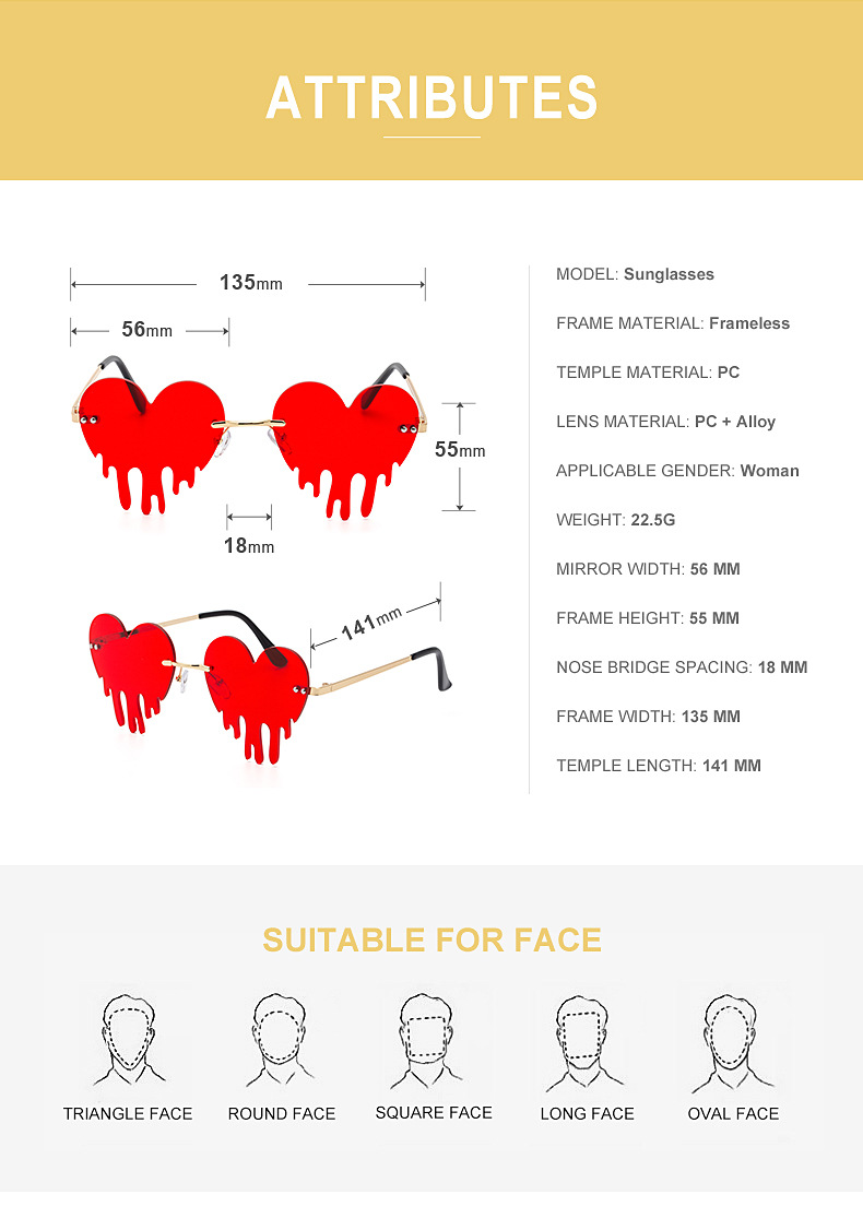 Lunettes De Soleil Colorées En Forme De Coeur Fondant display picture 17