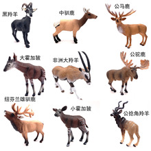 跨境仿真野生动物模型羚羊黑羚羊驯鹿公马鹿模型儿童实心玩具摆件