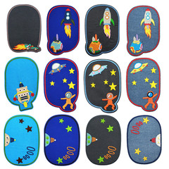 Manufacturer's denim fabric cartoon embroidery fabric patches for clothing jeans knee hole repair patches elbow patches patches with patterns