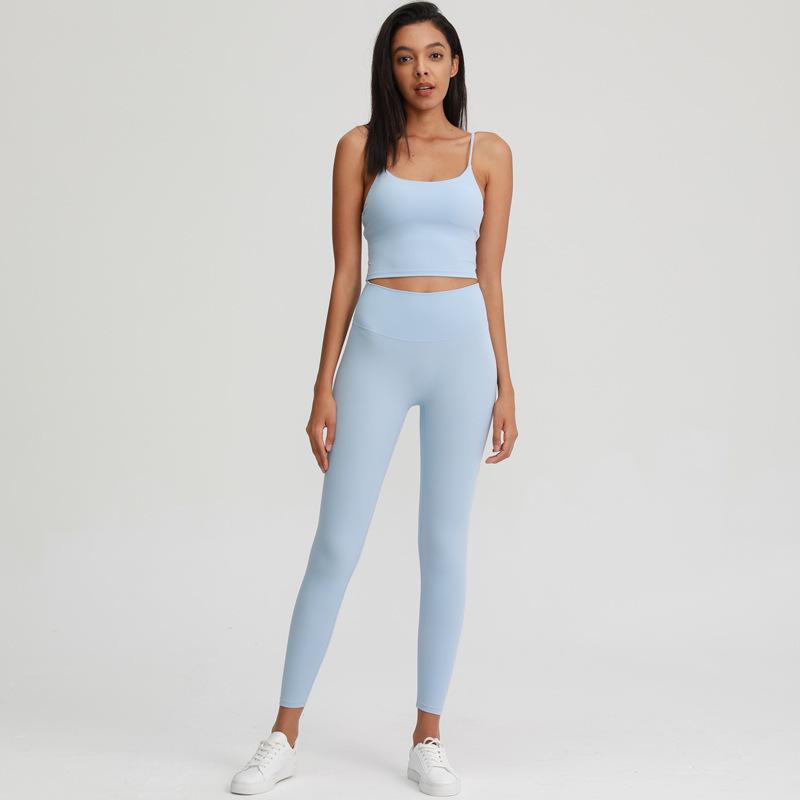 Cross-border Explosions Scrub Naked High Waist Yoga Suit Women's Fitness Suit Beautiful Back Sports Bra Peach Hip