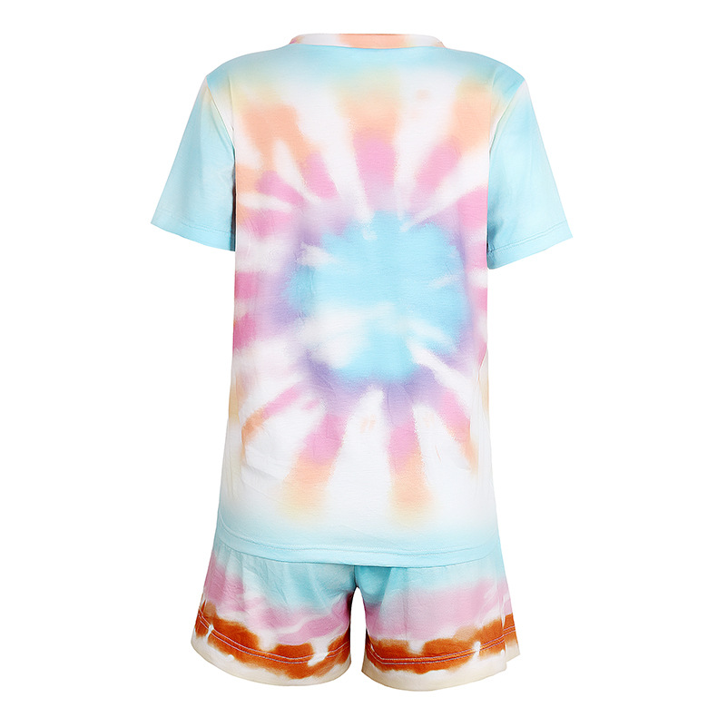 tie-dye printed short-sleeved pajamas two-piece set  NSZH33146