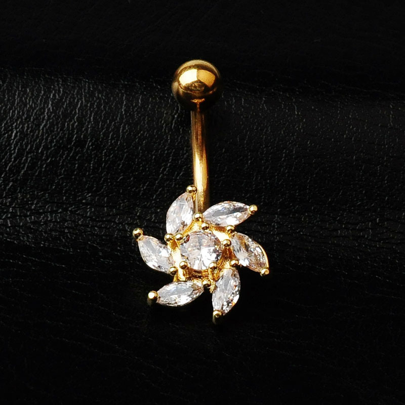 Nouveau Piercing Bijoux Mode Incrusté Zircon Nombril Ongles Bauhinia Nombril Bouton display picture 3