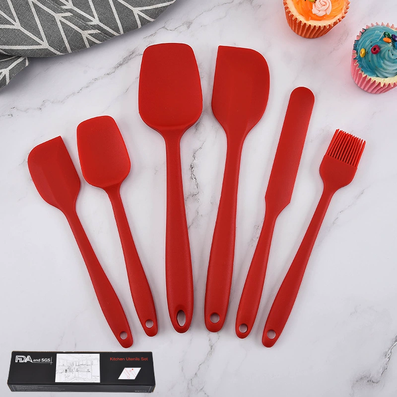 Silicone kitchenware, set, cream scraper, 6 pieces