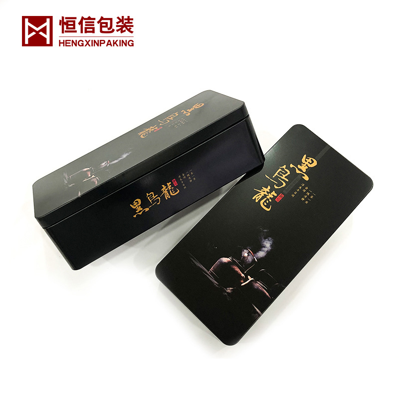 黑乌龙茶叶泡袋包装盒 长方形马口铁盒 金属茶叶铁罐方盒现货定制