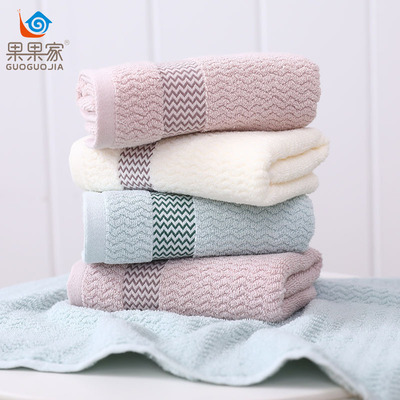 棉素色波纹毛巾 简约百搭型面巾超市团购礼品礼盒 柔软吸水批发