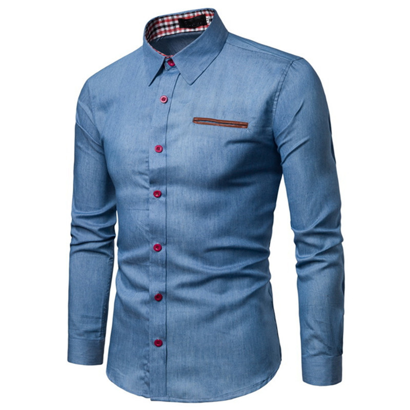 Herrenhemd-Design. Herren-Jeanshemd aus Denim-Baumwolle_voghion.com