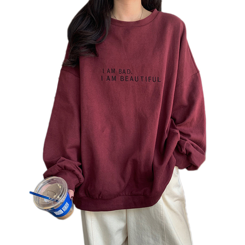 New Autumn Korean Version Of The Hong Kong Style Simple Letter Student Shirt Loose Thin Section Long-sleeved Sweater