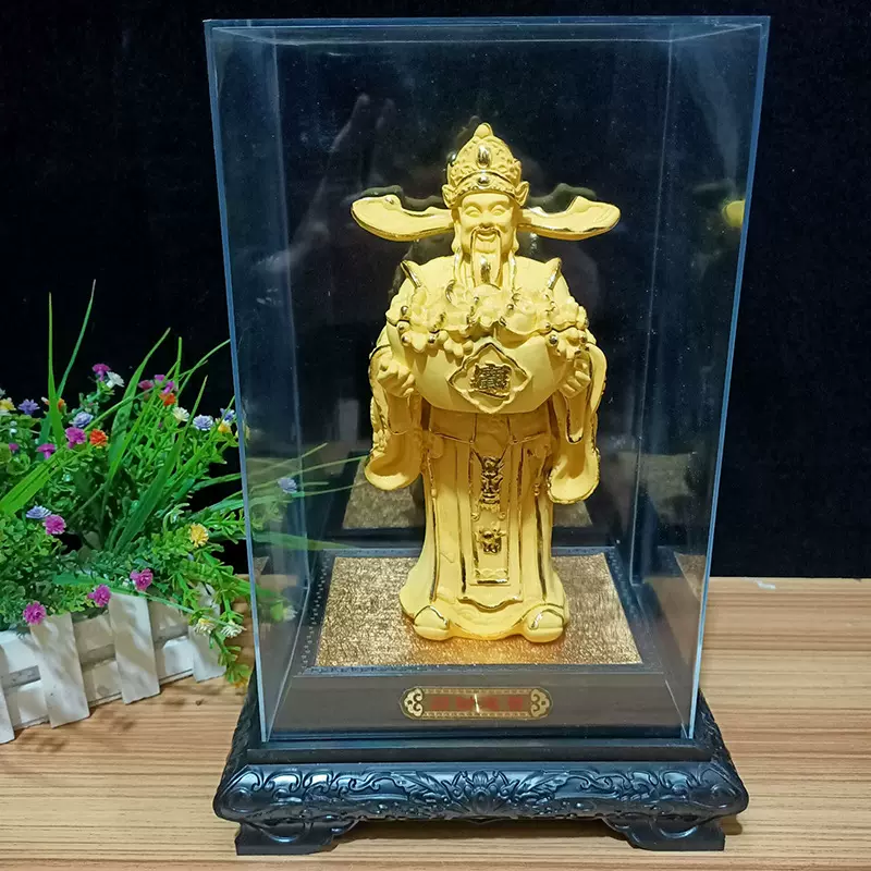 厂家直销大号 绒沙金财神 招财摆件商务恭喜发财四元宝摆件现货