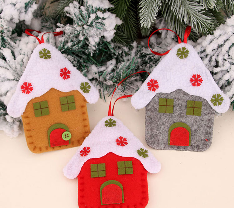 New Christmas Small Pendant House Church Pendant Christmas Decorations Christmas Tree Pendant Small Gift display picture 1