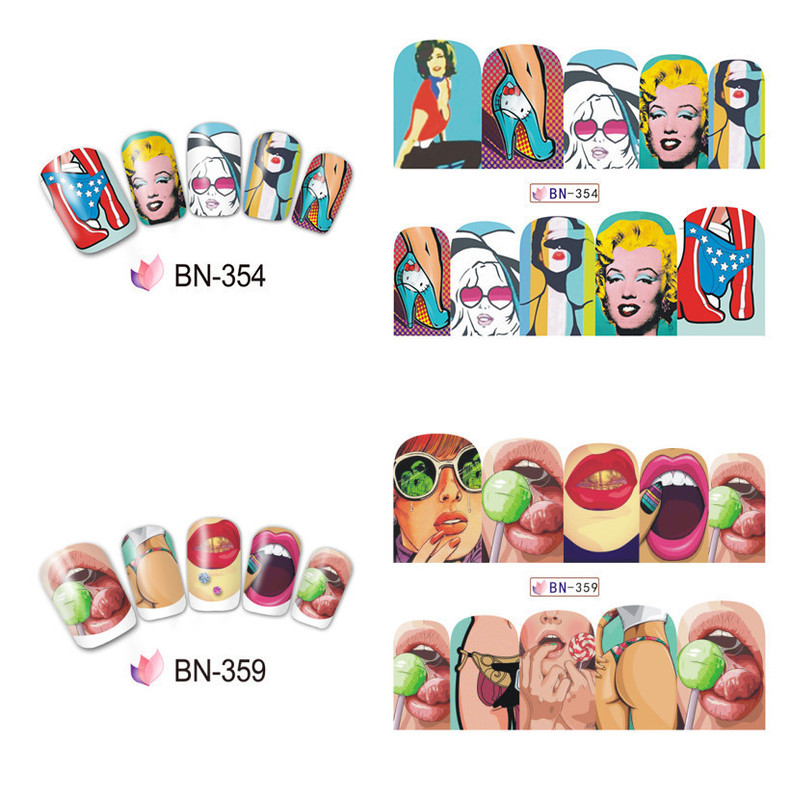BN349-360 Series Xiao Zhang Watermark Nail Art Stickers Pop Art Nail Art Stickers Decals Haina Stickers