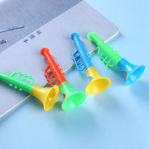 Children's Trumpet Toy Mini Double Section Trumpet Baby Cartoon Plastic Kindergarten Small Winding Instrument Wholesale