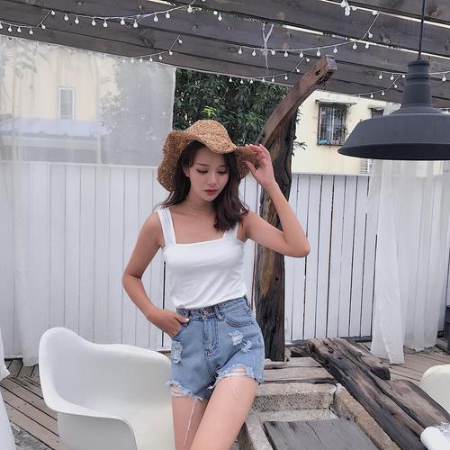 Wholesale Women's  Summer New Halter Neck Tank Top Korean Style Short Sleeve Solid Color Slimming Backless Outerwear Drop Ship One Piece