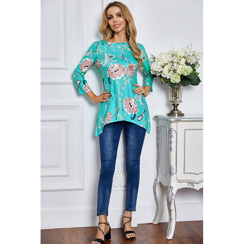 casual printing irregular long-sleeved top NSSA26007