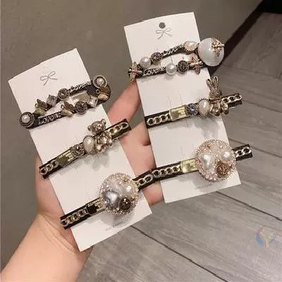 Заколки для волос Korean с кристаллами, набор BB с жемчугом и стразами, бабочки и животные