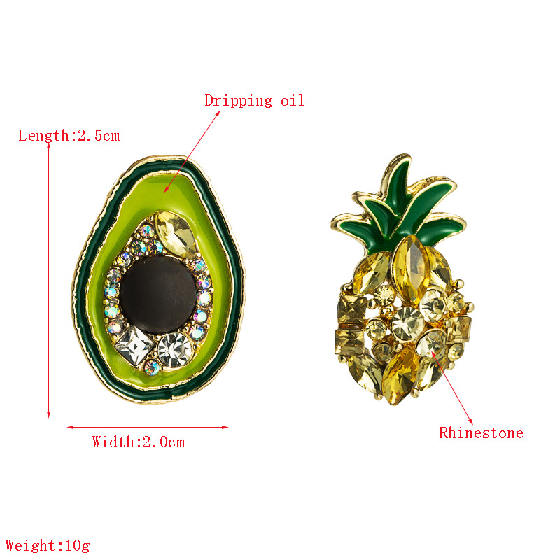 Corée Même Boucles D&#39;oreilles Dames Asymétrique Ananas Avocat Mignon Boucles D&#39;oreilles En Gros Nihaojewelry display picture 1