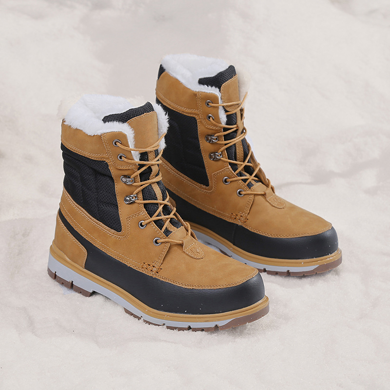 2020 Cross-border Large Size Frosted Leather Flat Heel Outdoor Women's Thickened Warm Round Head Snow Boots wish Explosions