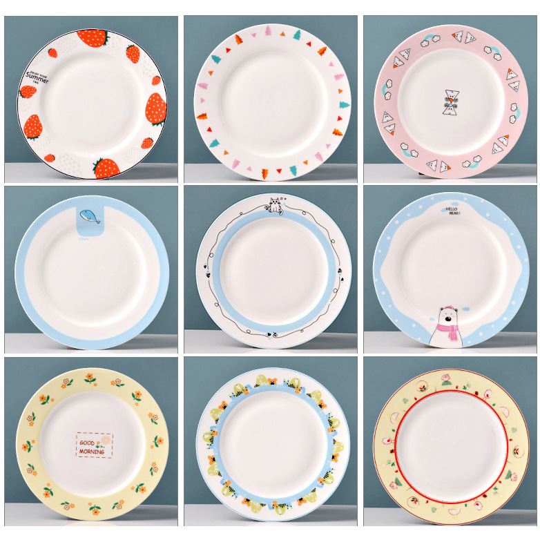 Creative Cartoon Household Bone China Cold Dish Plate Shallow Plate Chinese Cute Children's Ceramic Dinner Plate Tangshan