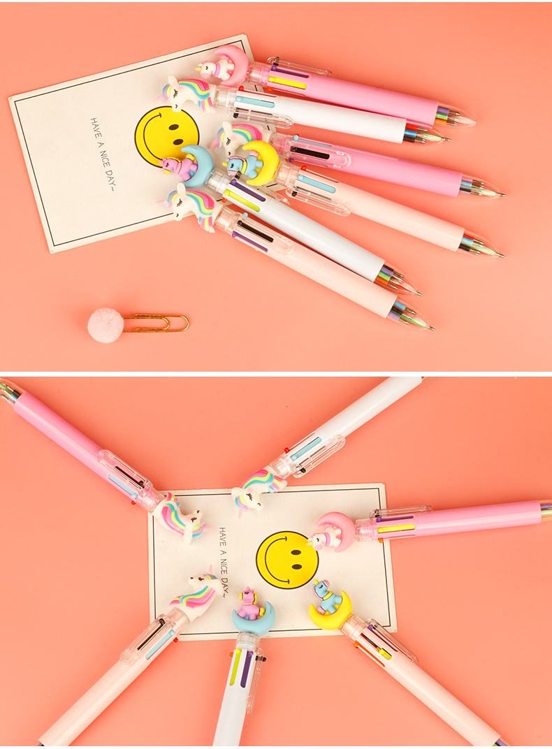 Cute Cartoon Student Stationery 6 Color Plastic Ballpoint Pen display picture 3