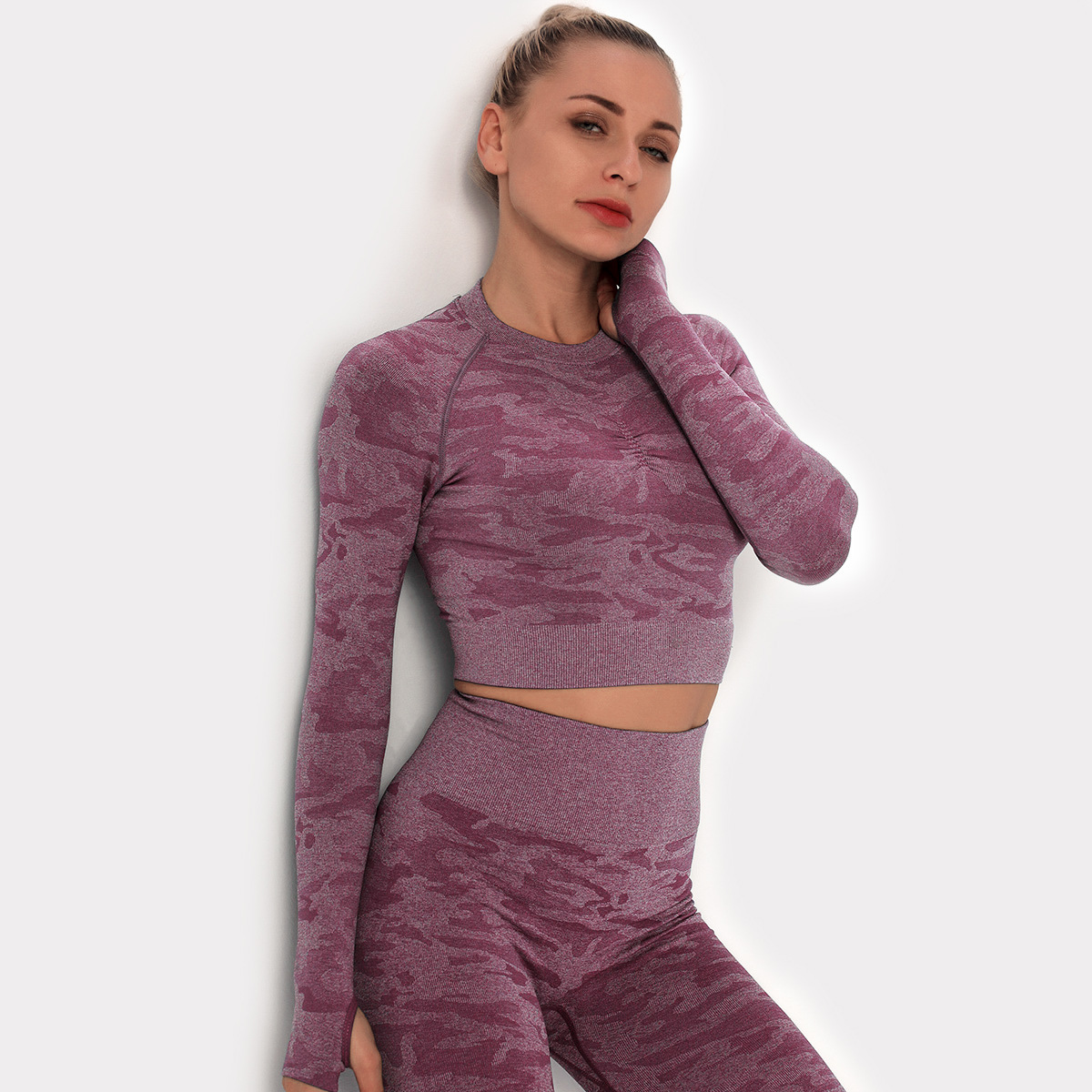 ropa de yoga sin costuras de camuflaje de tiburón NSLX20222