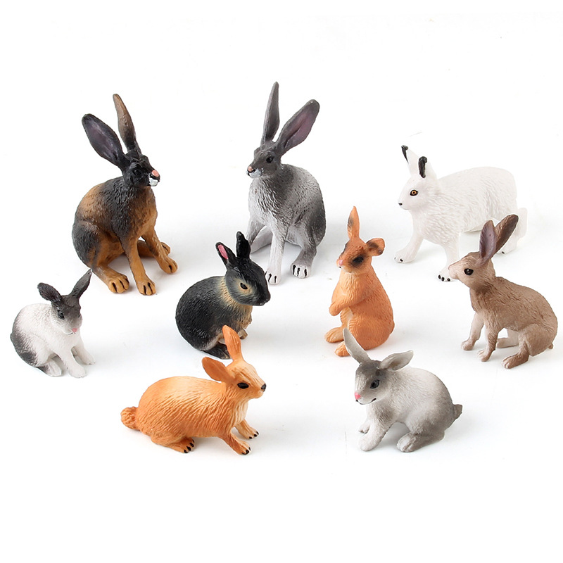 Simulación transfronteriza bosque modelo animal conejo plástico sólido juguete boutique animal pastel decoración muñeca