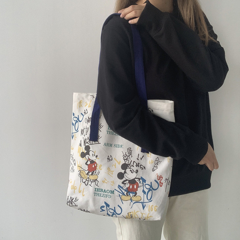 Bolsa de lona de hombro de las mujeres Nueva Bolsa ins bolsa de tela estudiante graffiti japonés de gran capacidad estilo coreano fresco