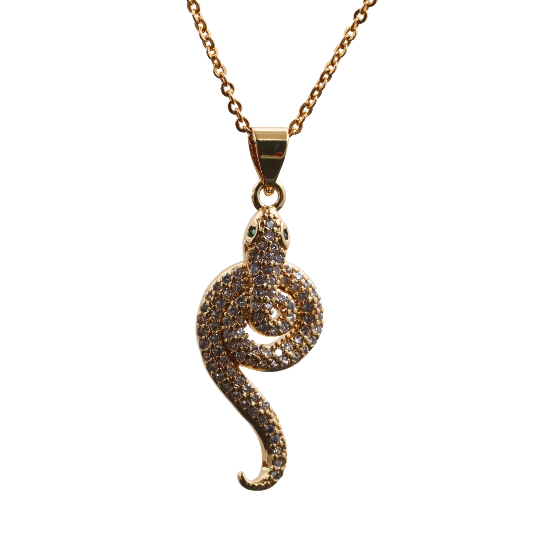 Hot-selling Fashion Items New Micro-inlaid Zircon Gold Snake Copper Necklace display picture 6