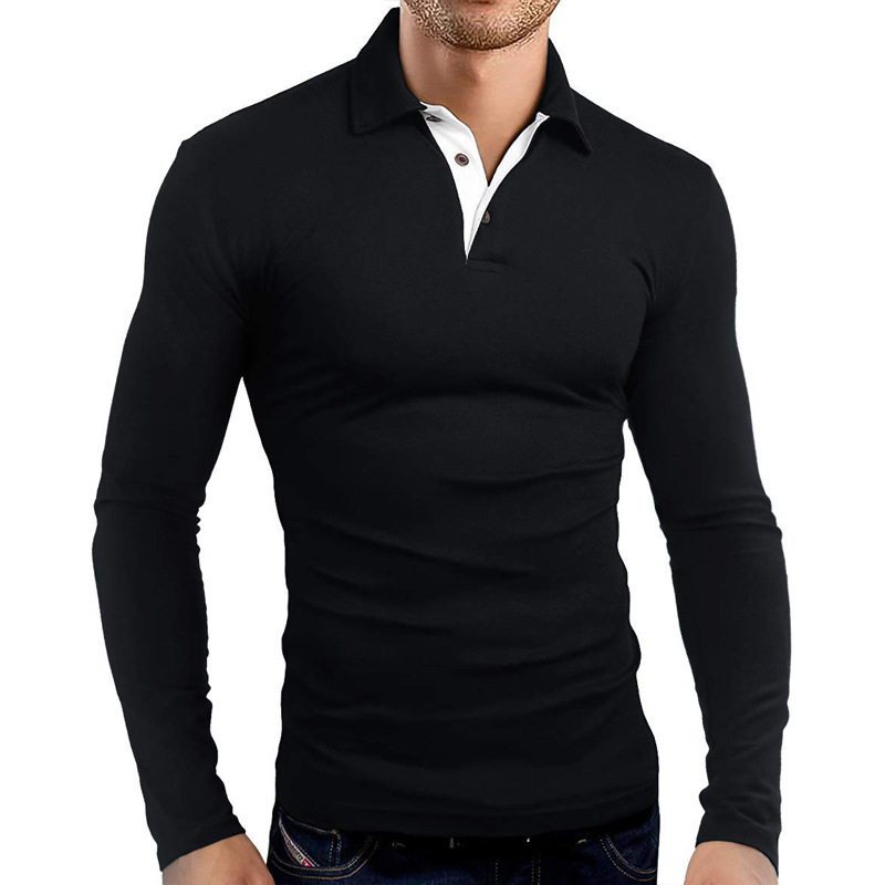 Cross-border 2021 new men's long sleeve lapel polo shirt men's business golf clothing foreign trade Europe and the United States men's T-shirt