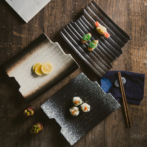 Japanese ceramic tableware set retro plates creative irregular plates sushi shop hotel restaurant special-shaped plates