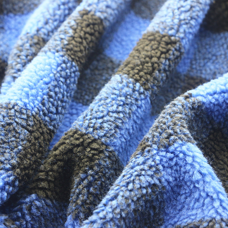 复合面料针织纬编全涤超细摇粒绒复合色织提花格子泰迪绒羊羔绒布