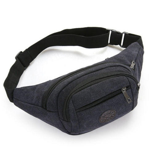 Large-capacity men's and women's canvas waist bag business wallet multi-functional sports messenger bag casual mobile phone chest bag