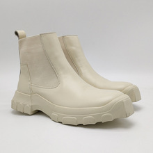 廣州rricowees米白鞋男冬季厚底頭層牛皮馬丁靴休閑高幫切爾西靴