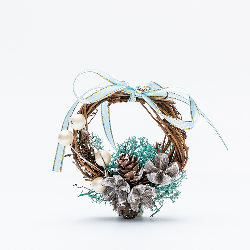 Navidad pequeña guirlanda de vinas pequeña decoración de frutas rojas de paja guirlanda colgante decoración de árbol de Navidad