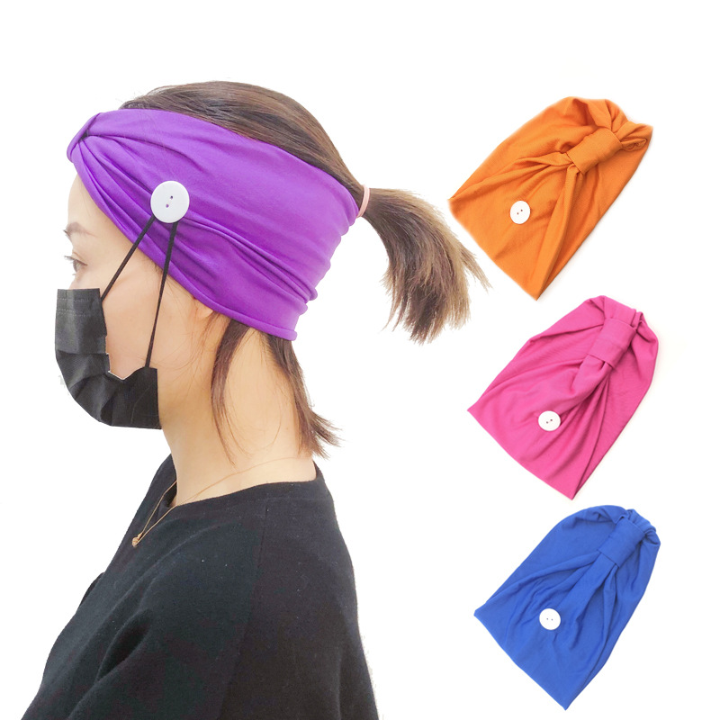 Nueva Máscara Anti-cuero Botón Fitness Banda Para El Cabello Deportes Yoga Banda Para El Cabello De Punto Absorbente De Sudor Al Por Mayor display picture 13