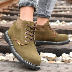 Four-season leather safety shoes for men, summer tire-soled anti-smashing electric welding shoes with steel toe caps and mid-calf height, manufacturer
