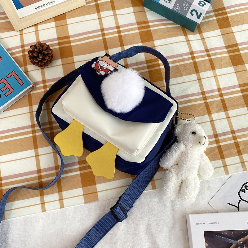 Creative and personalized duck-butted single-shoulder small square bag for women 2021 cross-border bag canvas mobile phone coin purse undefined