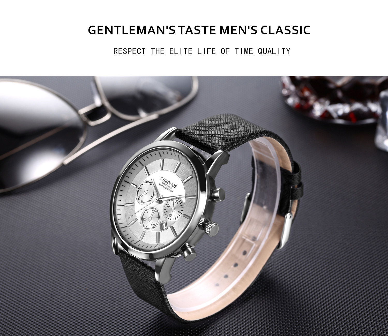 New light luxury fashion simple men's watch leisure belt calendar watch_voghion.com