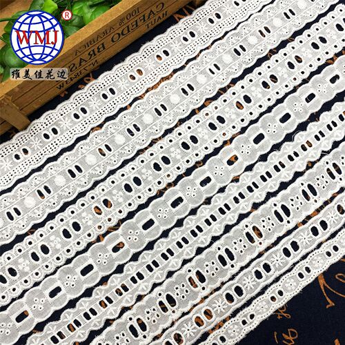 Weimeijia high quality ribbon lace 2CM white water soluble lace hollow pure cotton thread cotton embroidery lace