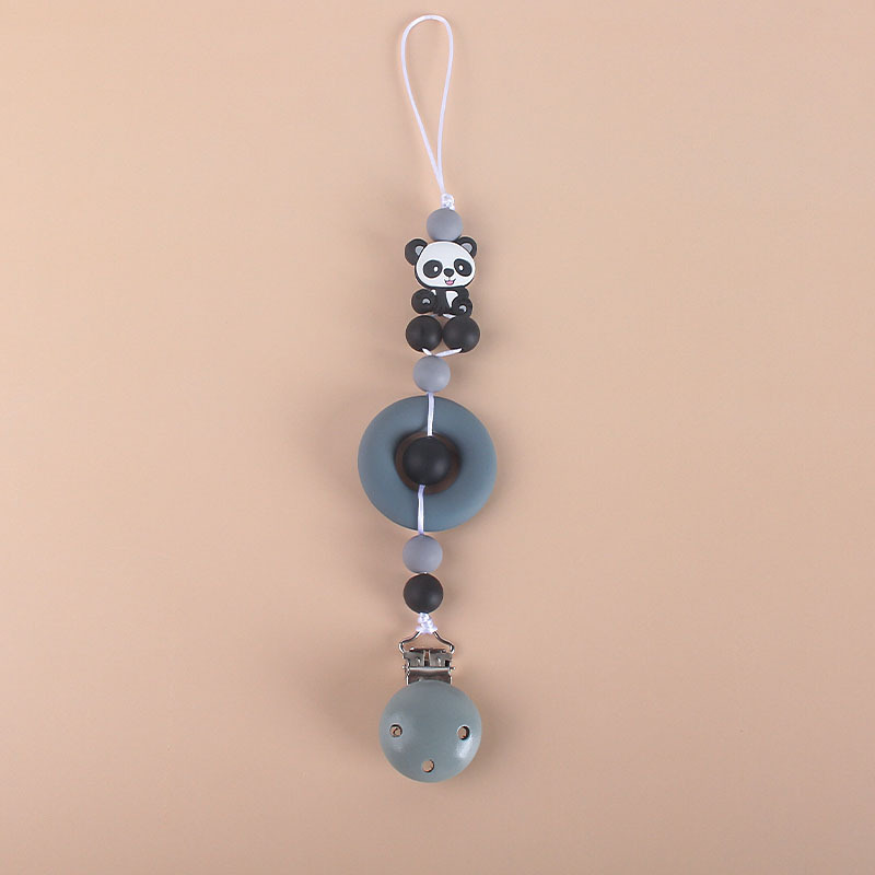 DIY bebé chupete anillo de goma Panda de silicona perlas Cadena de pezón cadena anti-caída AliExpress Amazon Venta caliente
