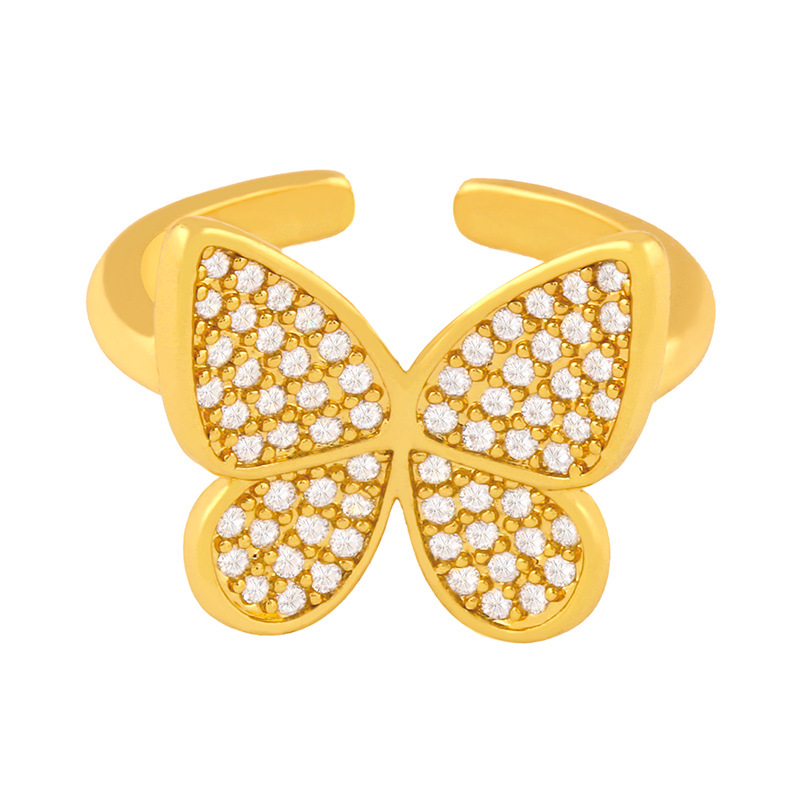 Fashion Diamond Butterfly Ring Heart-shaped  Ring display picture 6