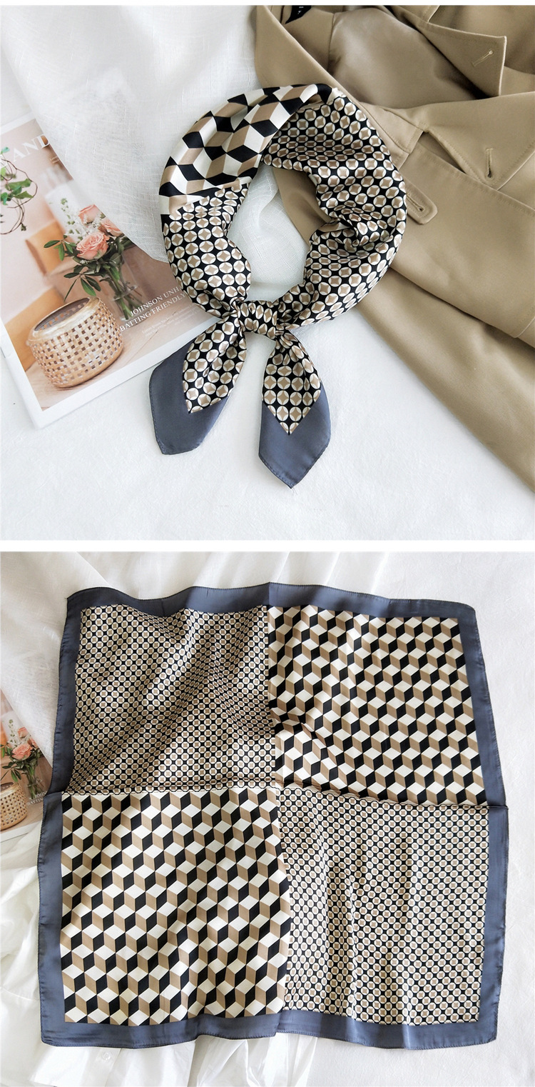Small Square Silk Fashion Scarf display picture 12