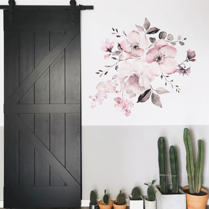 New Wall Sticker 30 Specifications Watercolor Pink Flower Group Home Background Decoration Can Be Removed