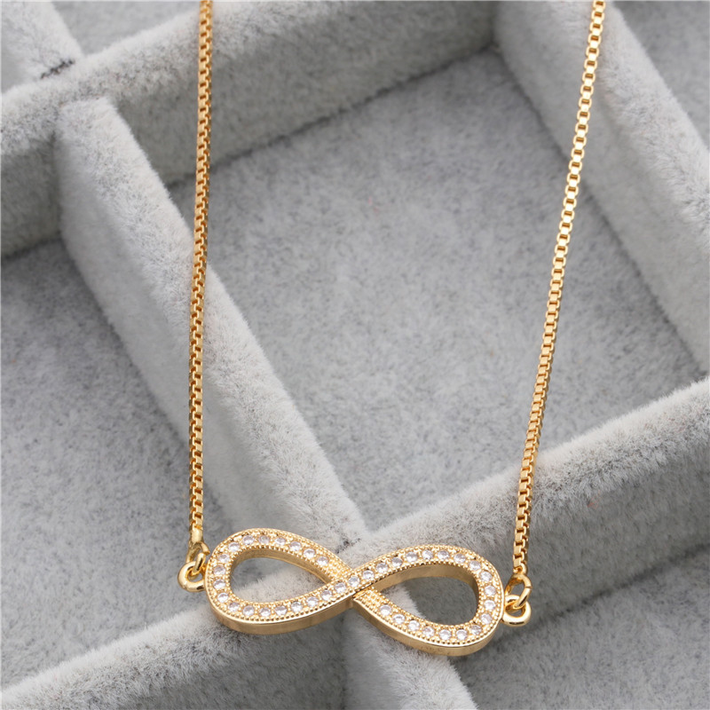 Mode Simple Collier En Cuivre 8 Mots Infini Amour Micro-ensemble Collier En Zircon En Gros Nihaojewelry display picture 14