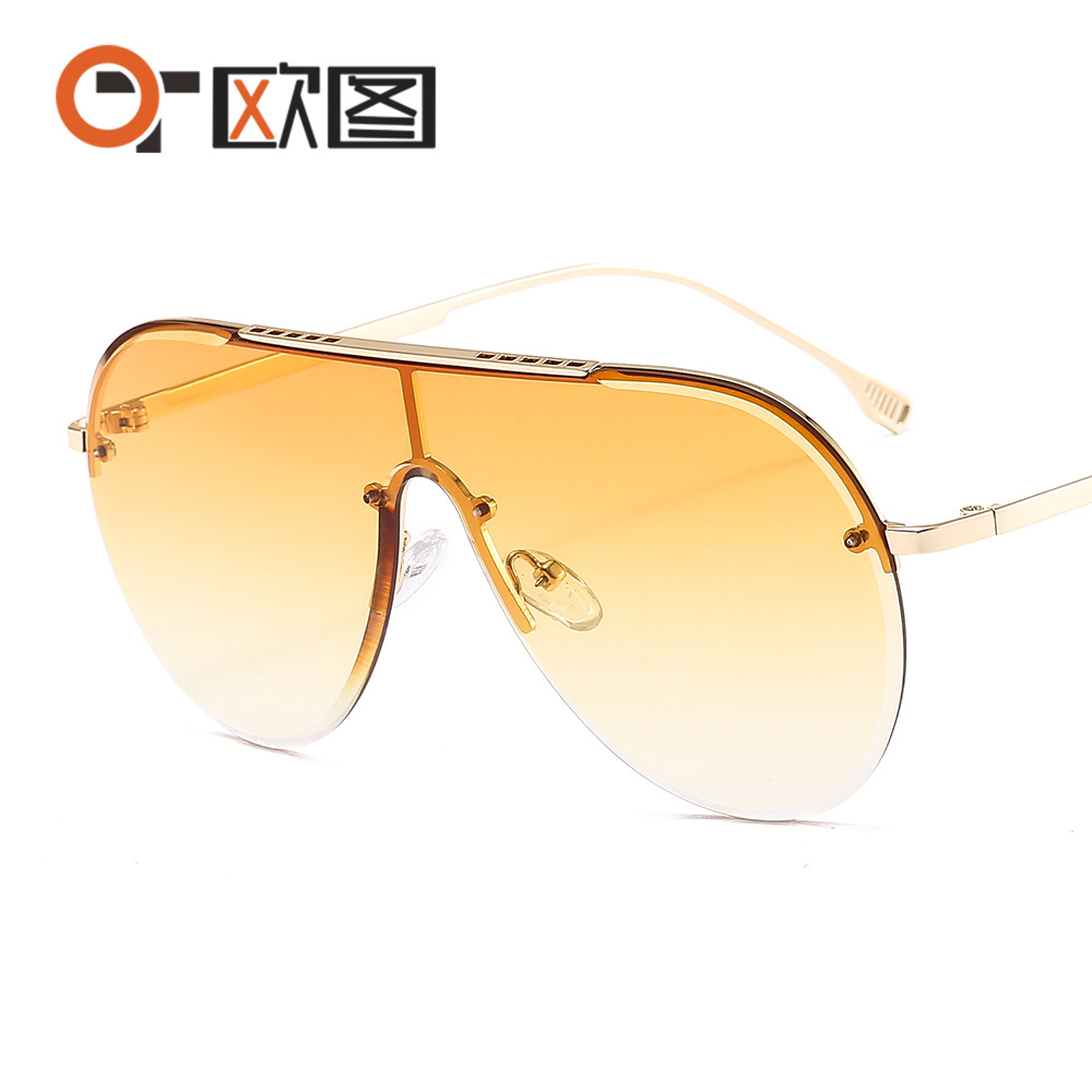 Metal frameless color sunglasses for men and women avant-garde toad glasses with large frame and versatile anti ultraviolet sunglasses 7116